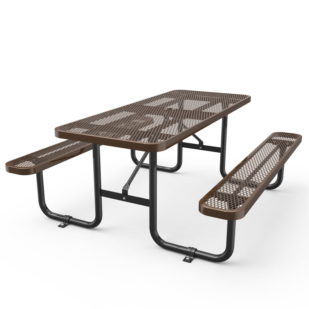 Round Outdoor Steel Picnic Table 46" with umbrella hole,Blue