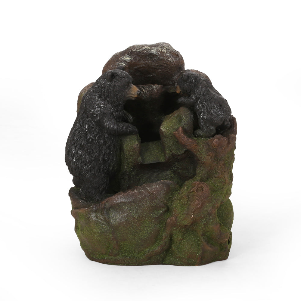 23.75" High Hand Crafted Weather Resistant Floor Fountain, Moss + Black