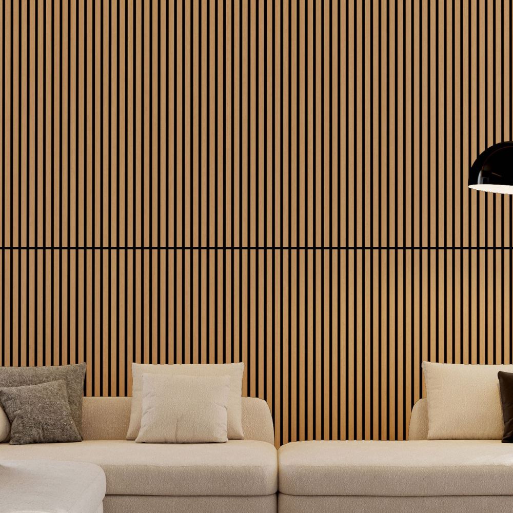 Wood Panels for Wall Slat Wall Panels, 4PC Wood Slat Acoustic Panels for Wall and Ceiling - 3D Fluted Sound Absorbing Panel with Three Sides Fully Wrapped on  Wood Finish -45.27''X23.62''(White Oak)