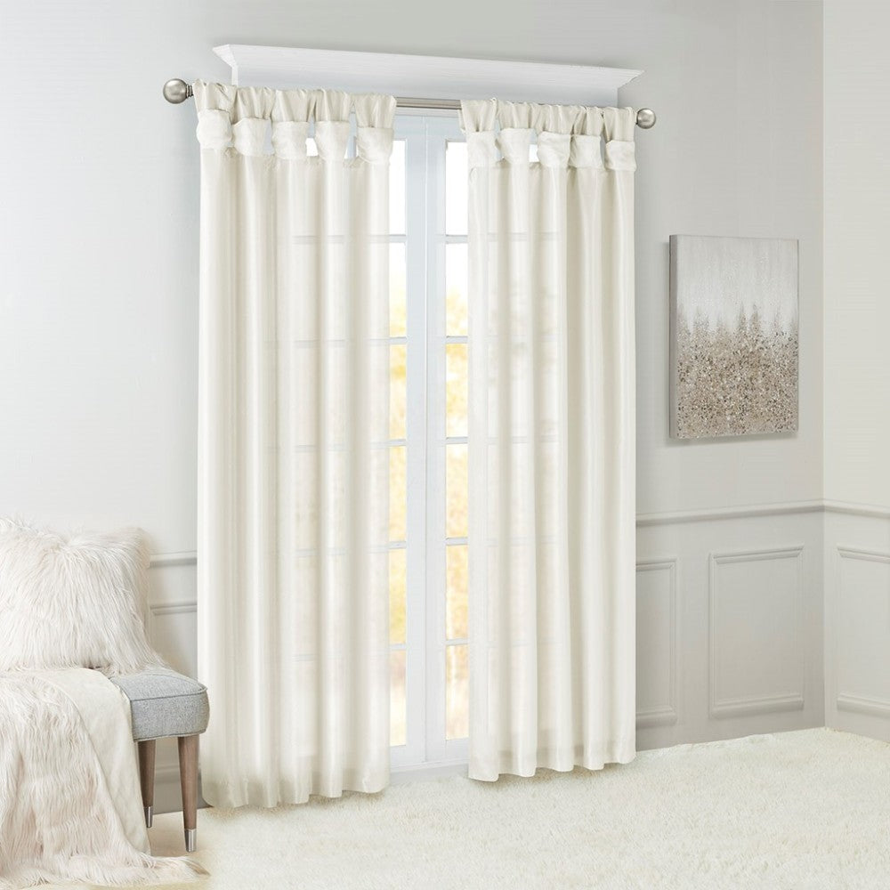 Twist Tab Lined Window Curtain Panel White 50x120"