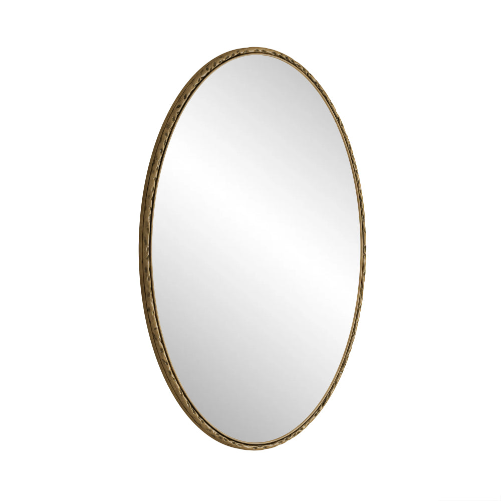 Iron Art Oval Retro Mirror, Antique Effect, Wall Hanging, Suitable For Bathroom, Bedroom, Living Room (Gold)