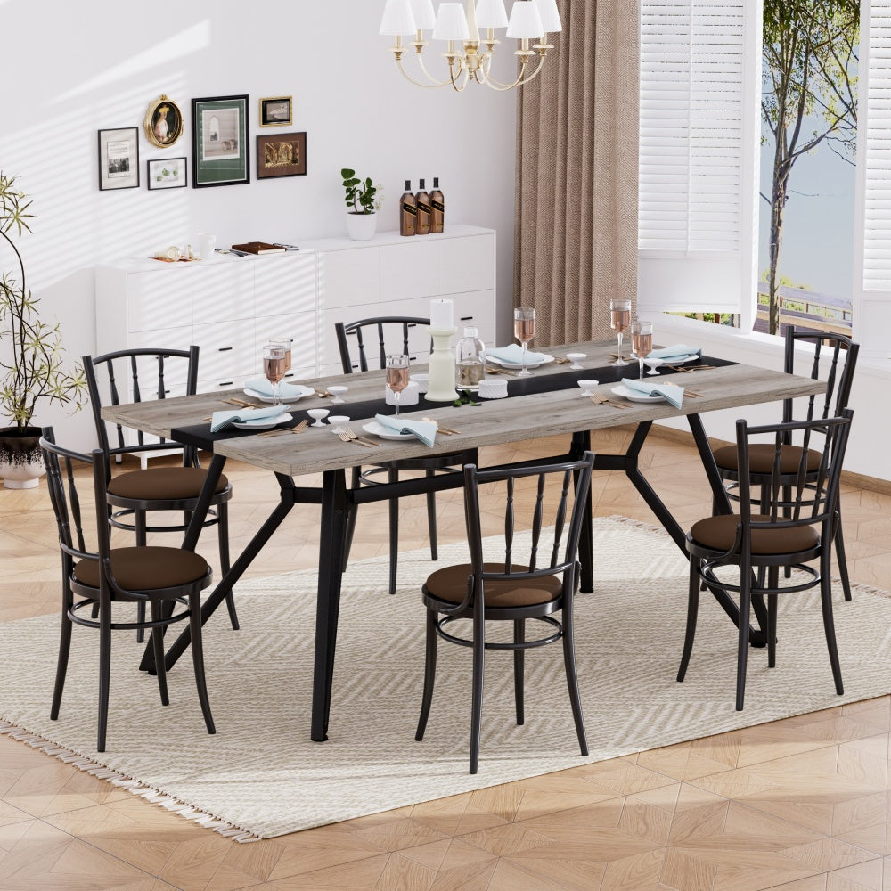 70.9"Rectangular Large Dining Table, Waterproof Large Desk for 8 People, Deluxe Family Dining Table with Adjustable Legs for Kitchen,Living Room,Office, Gray,70.9''W x 35.4''D x 30.0''H
