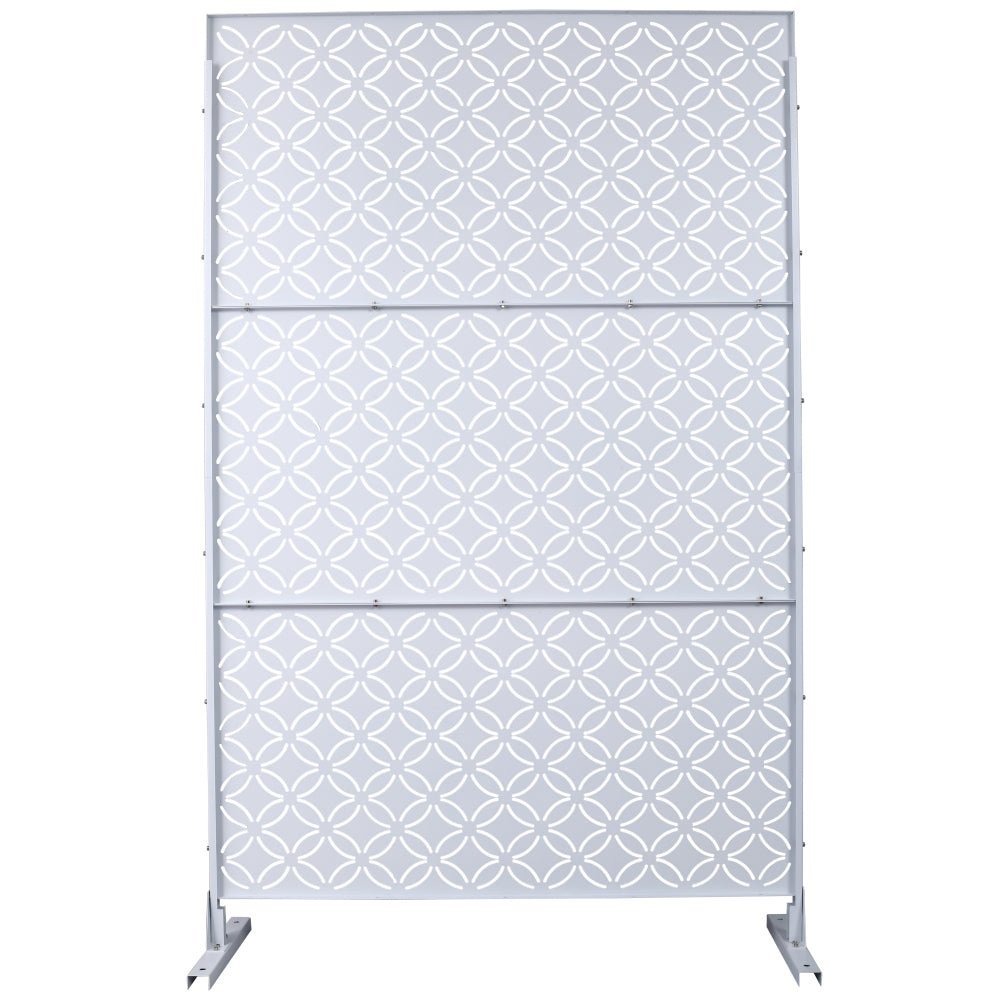 Outdoor & Indoor Privacy Screen Metal Privacy Screen 76" H×48" W, Freestanding Decorative Privacy Screen for Deck Balcony Patio, Privacy Fence Panels for Outside Lawn Garden PS107 WHITE