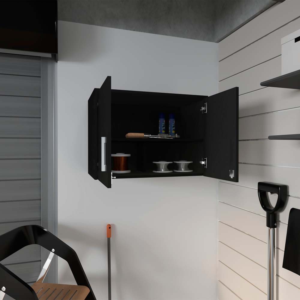 Black Wengue 2-Door Rectangle Wall Cabinet