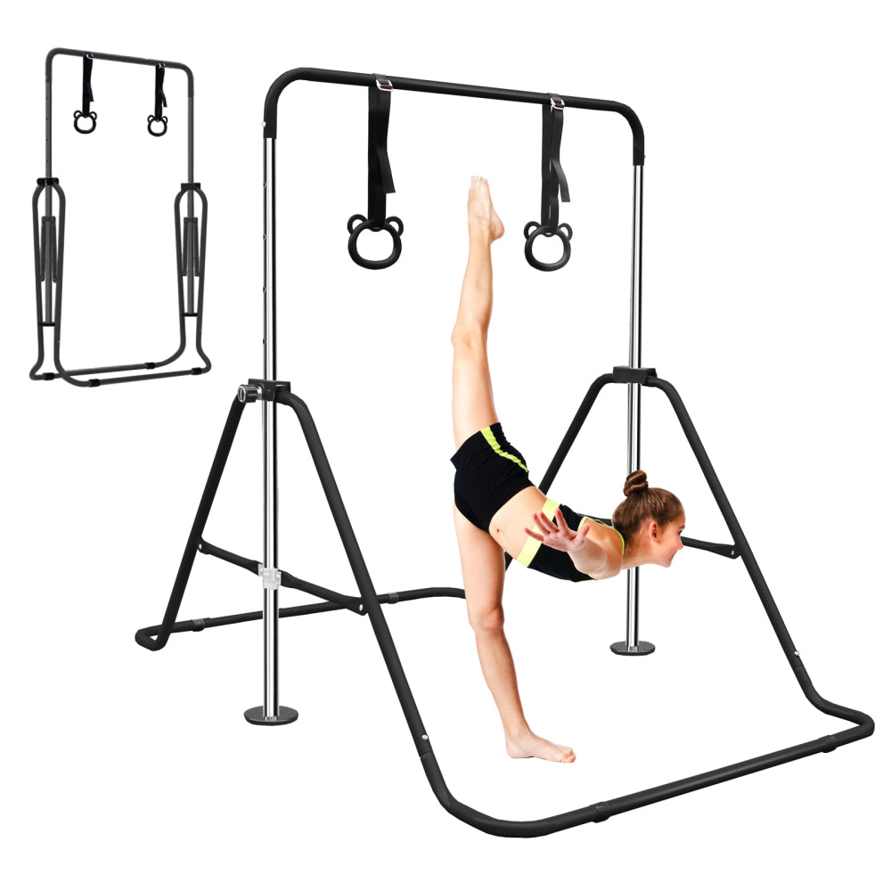 Black Multi-Functional Adjustable Height Children's Horizontal Gymnastic Bar With Bear Rings