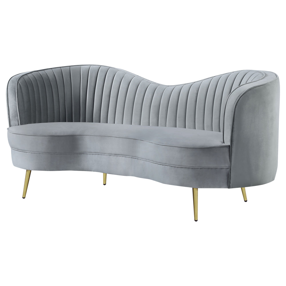 Reigha Grey and Gold Upholstered Loveseat