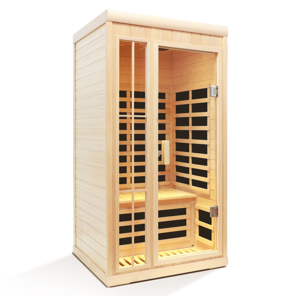Deluxe version Plus One person  Far infrared Hemlock Sauna  room with LED colour lights