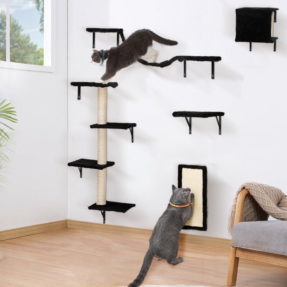 Cat Wall Shelves, Wall-Mounted Cat Climber Set of 5, Floating Cat Perches, Cat Furniture