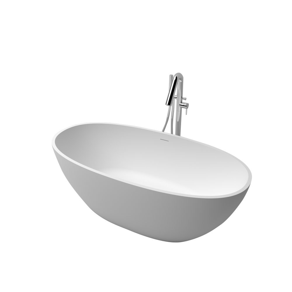 71 inch Freestanding Solid Surface Soaking Bathtub Matte White 25S01-18PS