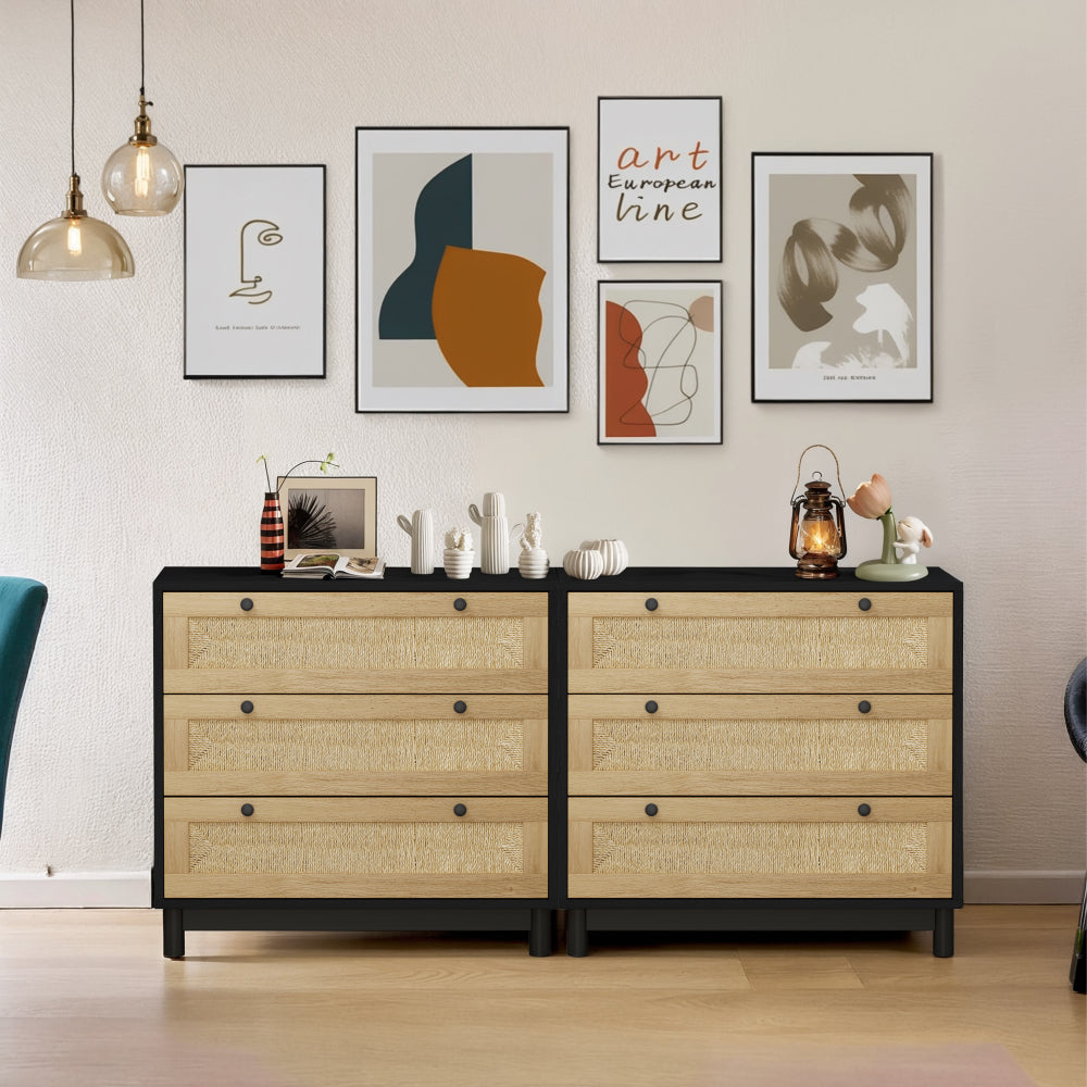 4 Drawers Rattan Cabinet,for Bedroom,Living Room,Dining Room,Hallways,Easy Assembly