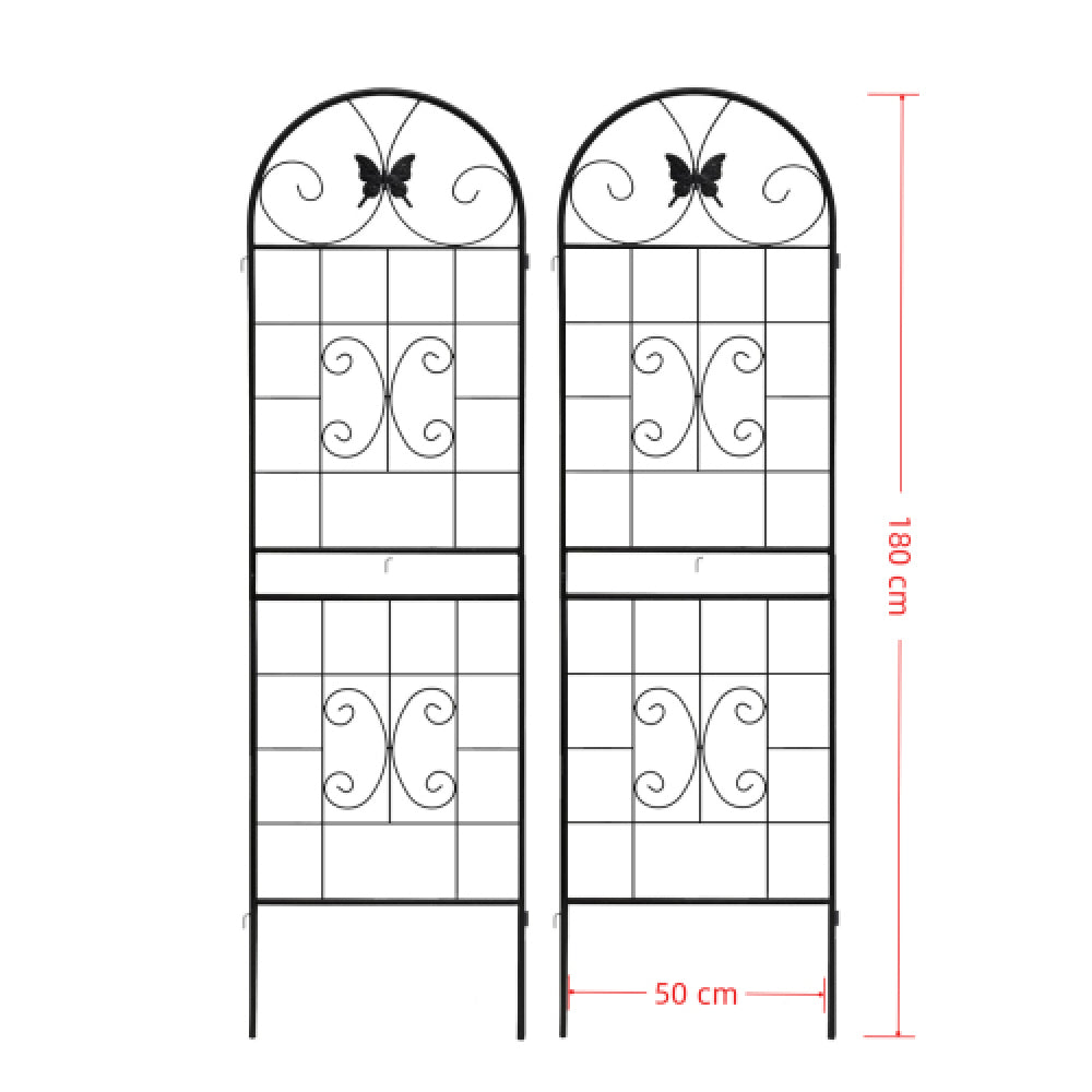 Metal Garden Trellis, 2 Pack Metal Trellis for Climbing Plants, Indoor/Outdoor Plant Trellis for Potted Plants, House Plants, Climbing Vines, Flowers and Vegetables, Lawn Garden Fence Decor Screen, Bl