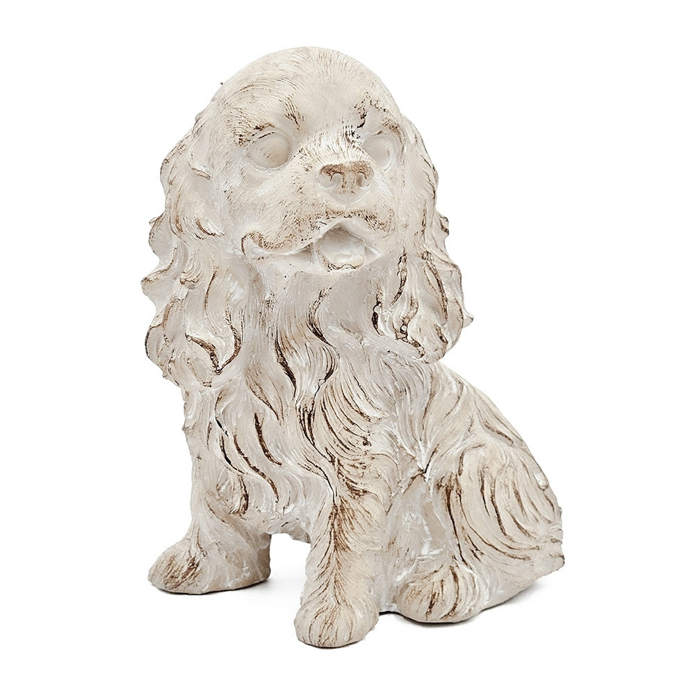 7.5x5.5x8.7" Sitting Cocker Spaniel Figurine with Natural Beige Finish