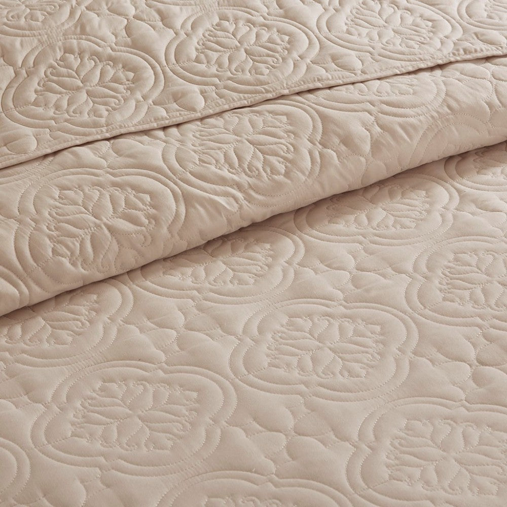 3 Piece Reversible Bedspread Set Khaki King/Cal King
