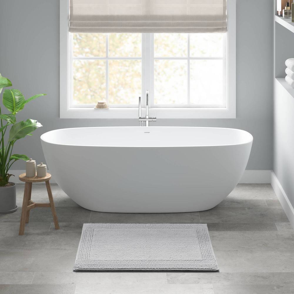 100% Cotton Tufted 3000 GSM Reversible Bath Rug Charcoal 21x34"