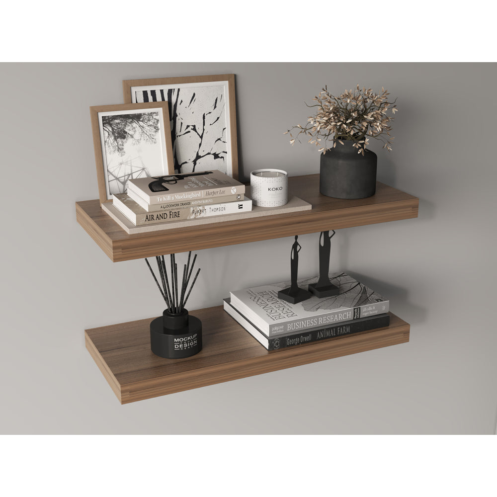 Ecco 31.5" Wide  Floating Shelves Set of 2, Shelves for Wall Decor for Bedroom, Bathroom Storage Shelves, Book Shelves for Living Room