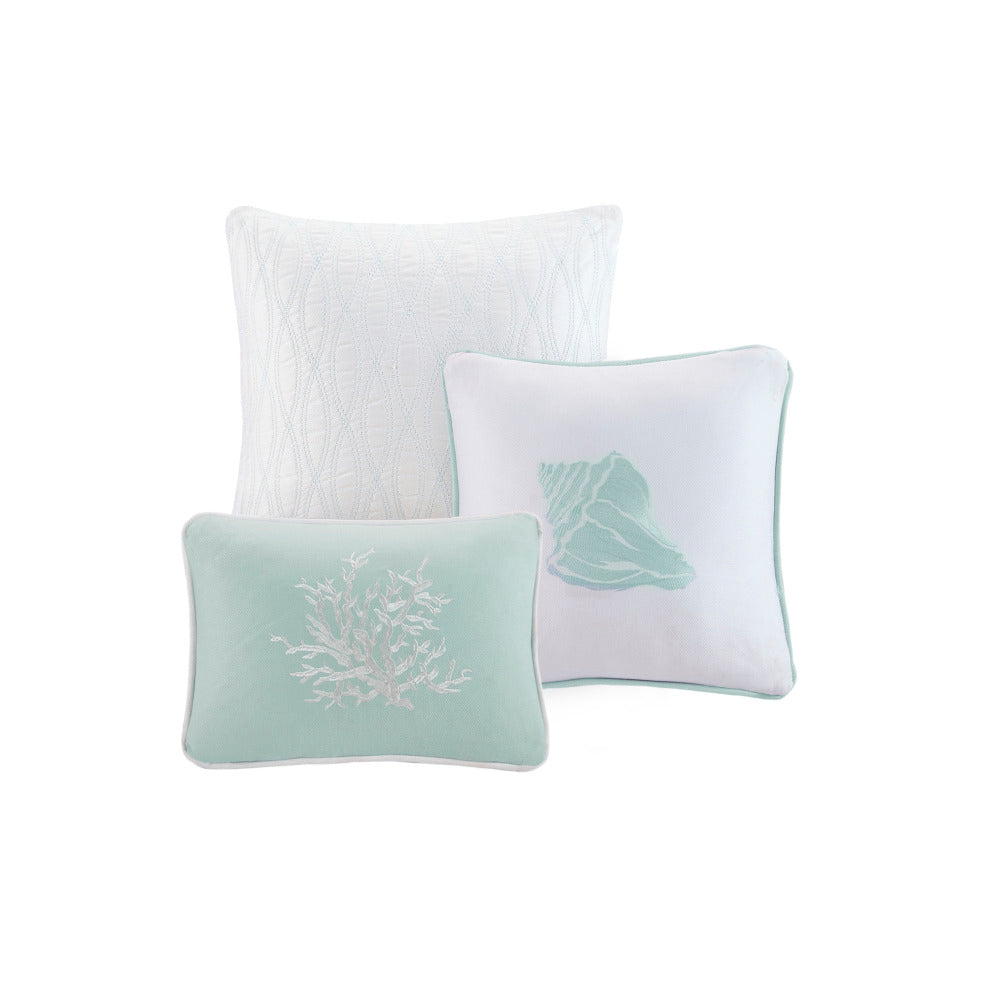 Oversized Cotton Jacquard Comforter Set Aqua King