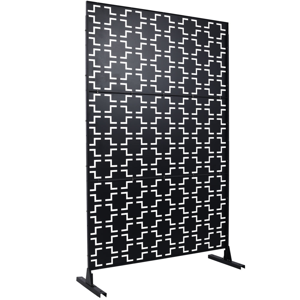 Outdoor & Indoor Privacy Screen Metal Privacy Screen 76" H×48" W, Freestanding Decorative Privacy Screen for Deck Balcony Patio, Privacy Fence Panels for Outside Lawn Garden PS105 BLACK