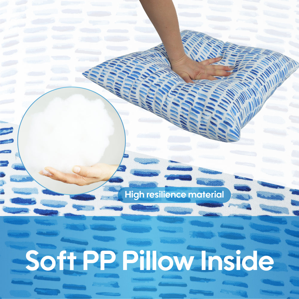 2 Pack Outdoor Throw Pillows, Patio Cushions Simulated Straw Weaving Strip)for Garden, Porch, Poolside Furniture - Soft & Comfortable Decorative Pillow Covers (18x18 Inch,Blue)