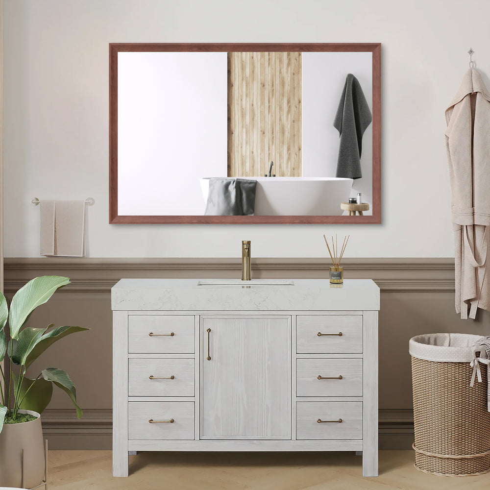 36x24 inches Modern Black Bathroom Mirror with Aluminum Frame Vertical or Horizontal Hanging Decorative Wall Mirrors for Living Room Bedroom