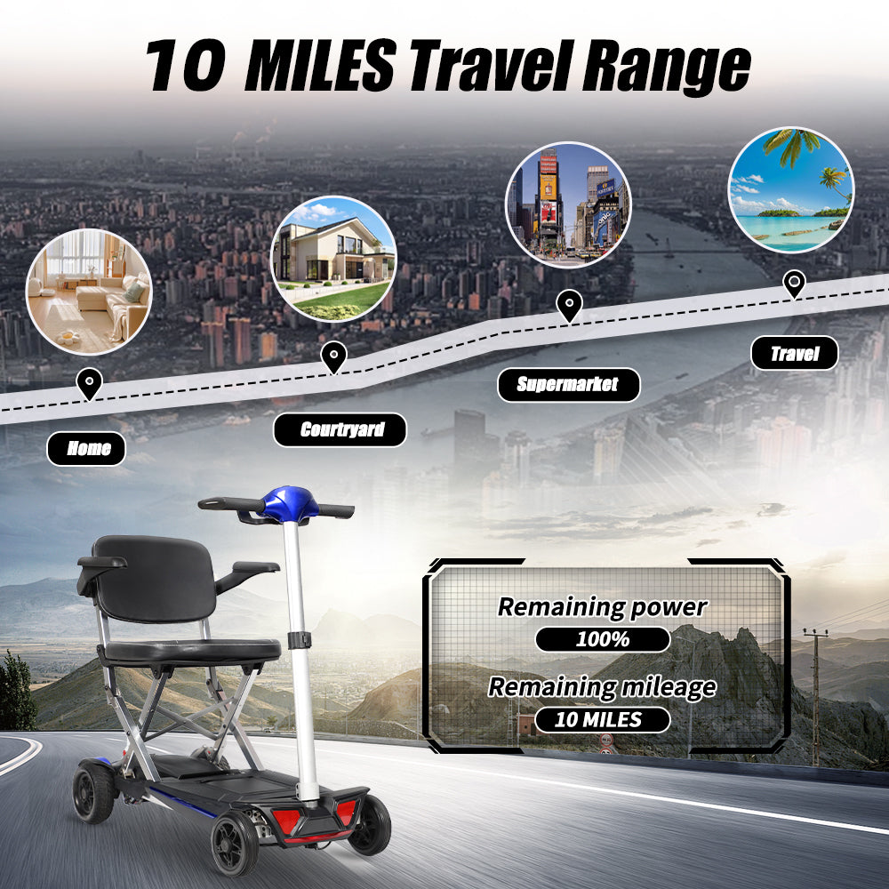 MOBIFREE Powered Lightweight Manual Folding Mobility Scooter M2020 for Adults and Seniors.