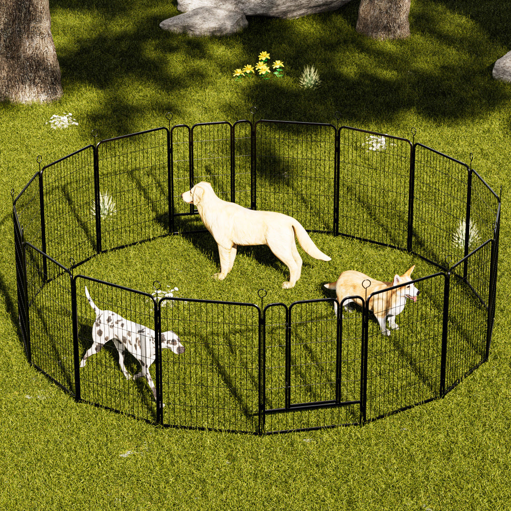 16 Panels Heavy Duty Metal Playpen with Self-Locking Gate, Extra Tall 40" Dog Fence Pet Exercise Pen for Outdoor and Indoor-Easy Setup Exercise Pen for Large Dogs