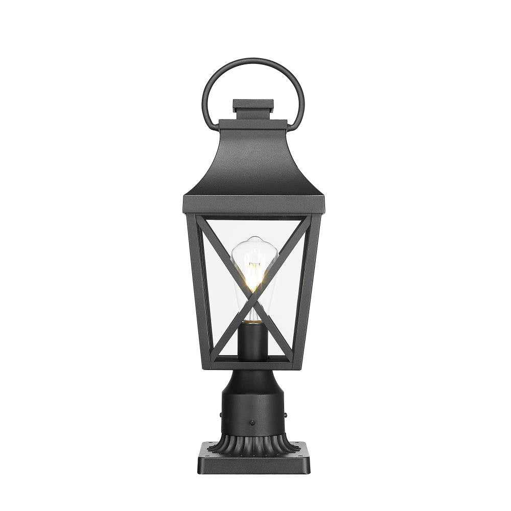 Outdoor Post Light,Lamp Post Light Fixture,Post Lantern with Pier Mount Base,Textured Black,20.3in,Suitable for Gardens, Yards or Entrances (1 pack)