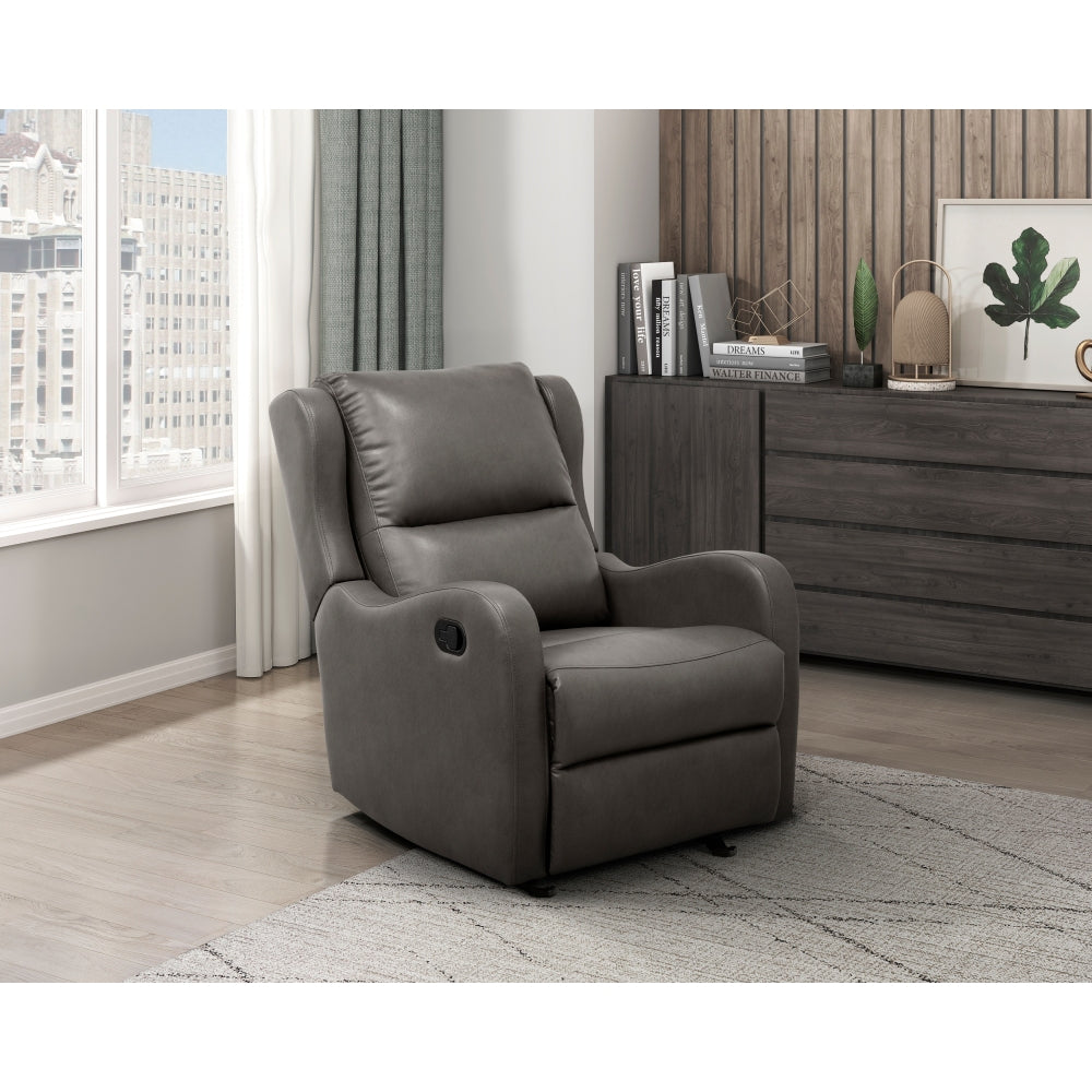 Faux Leather Upholstery Gray Reclining Chair 1pc Living Room Furniture Comfort Seating