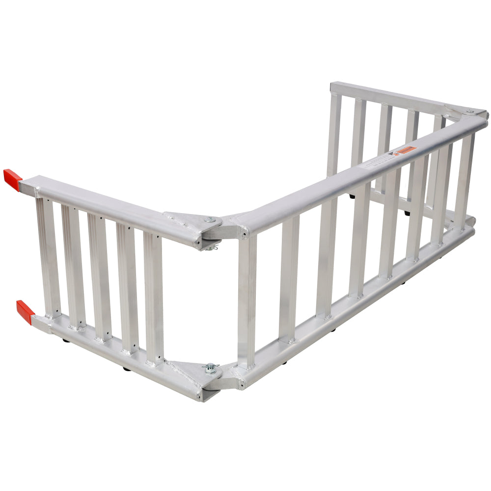 Aluminum Ramp 1,400 LBS/Pair, For Motorcycle/Lawn Mower/ATV Ramp and Tailgate Extender Combo 2 in 1, Multi purpose use, Silver color