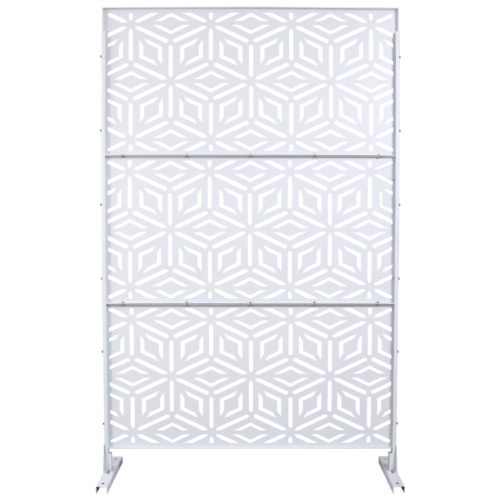 Outdoor & Indoor Privacy Screen Metal Privacy Screen 76" H×48" W, Freestanding Decorative Privacy Screen for Deck Balcony Patio, Privacy Fence Panels for Outside Lawn Garden PS115 WHITE