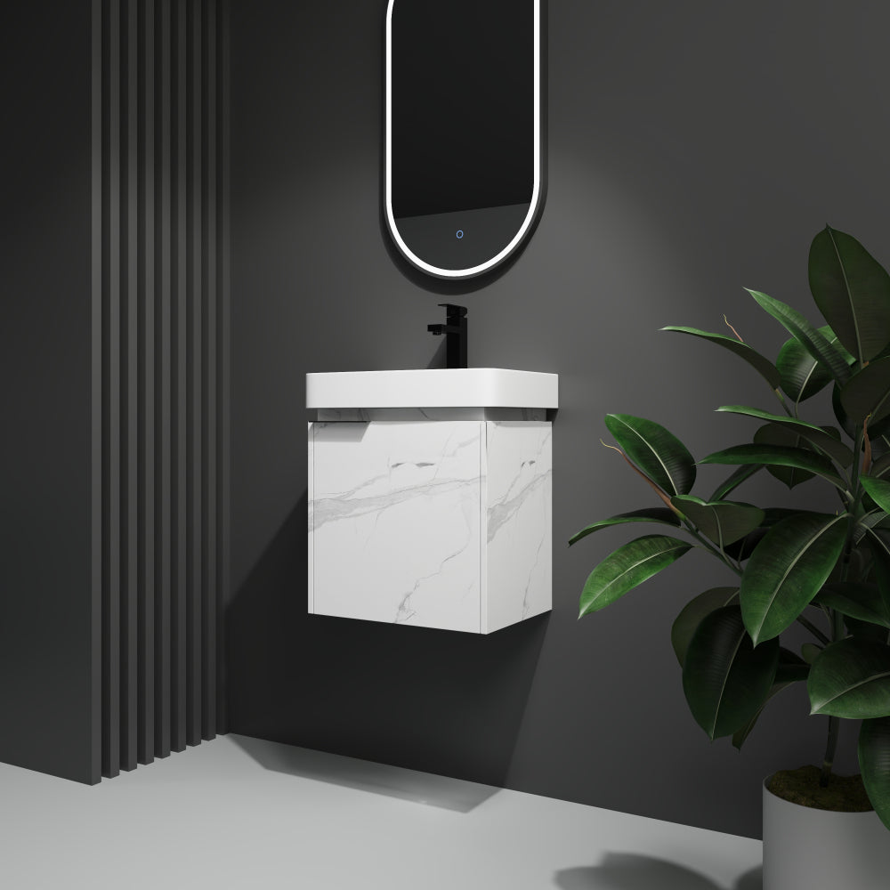 20" Wall-Mounted Bathroom Vanity with Ceramic Sink, Storage Cabinet with Doors,Bathroom Cabinet Set