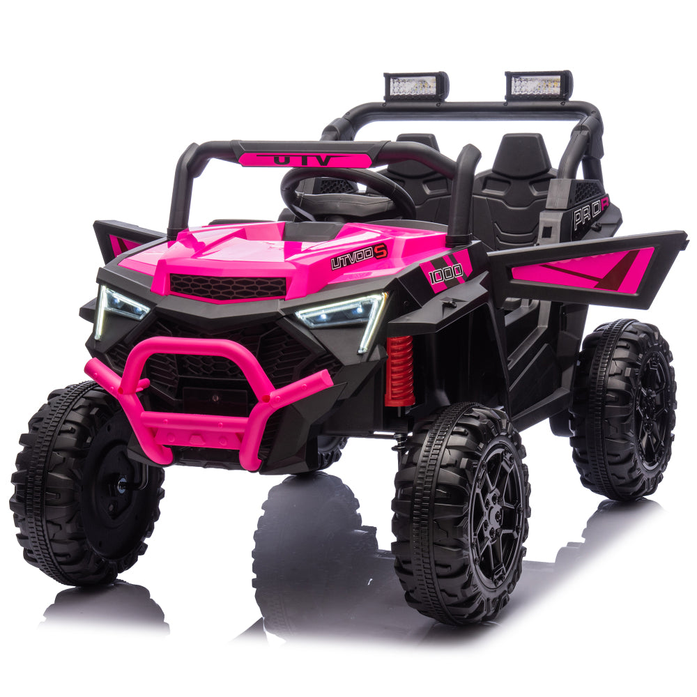 24V 400W Kids Ride On Electric UTV W/Parents Remote Control,Four-Wheel Suspension,LED Lights,Portable Handle,Advanced center panel with USB,MP3,Music,Bluetooth,,Power Display For Kids Aged 3+.