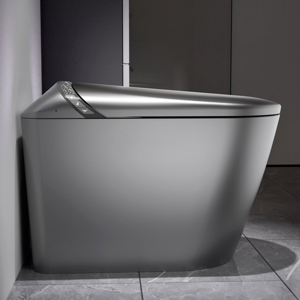 Starry Night Light Smart Toilet with Bidet Built In, Modern Design For  Bathroom, Auto Open/Close Seat, Foot Sensor, LED Display,Night Light, Warm Water & Dryer,Matte Grey