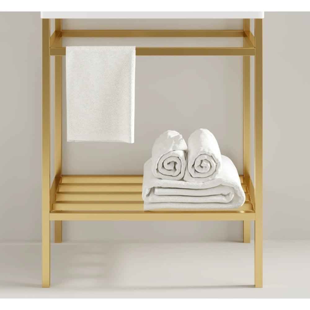 LOFI 24'' Freestanding Bathroom Iron Shelves without Basin, GOLD