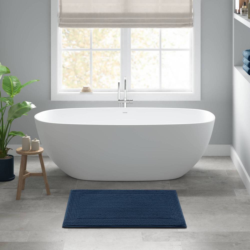 100% Cotton Tufted 3000 GSM Reversible Bath Rug Charcoal 21x34"