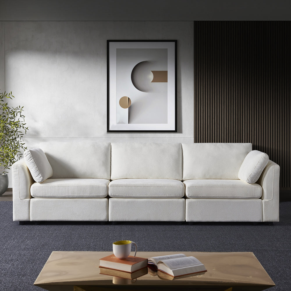 modular sofa whiten chenille fabric,  simple and grand, the seat and back is very soft. this is also a KNOCK DOWN sofa