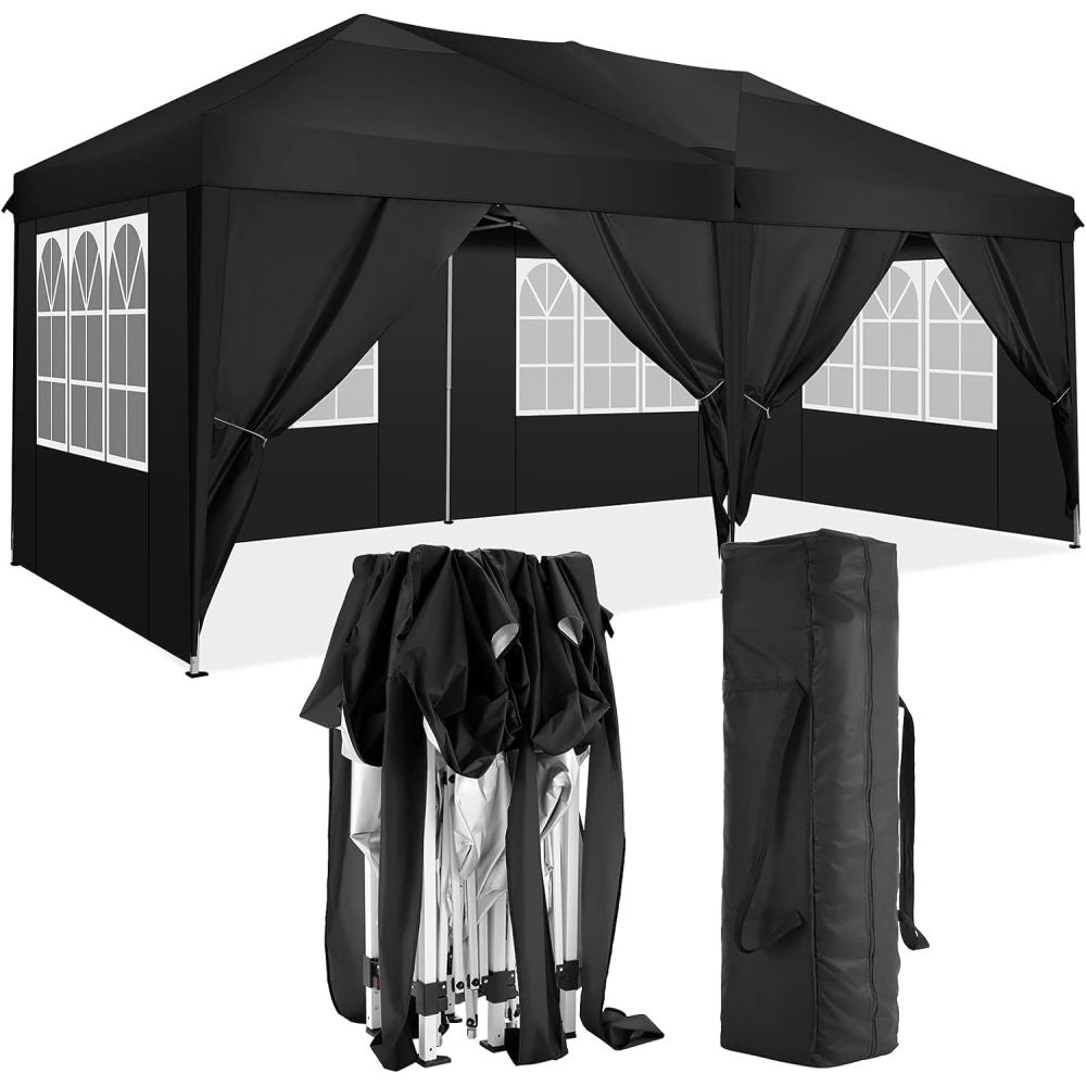 10'x20' Folding Canopy with 6 Removable Sidewalls Outdoor Event Shelter UPF 50+ Gazebo Portable Tents for Parties Beach Camping Wedding EZ Pop Up Canopy