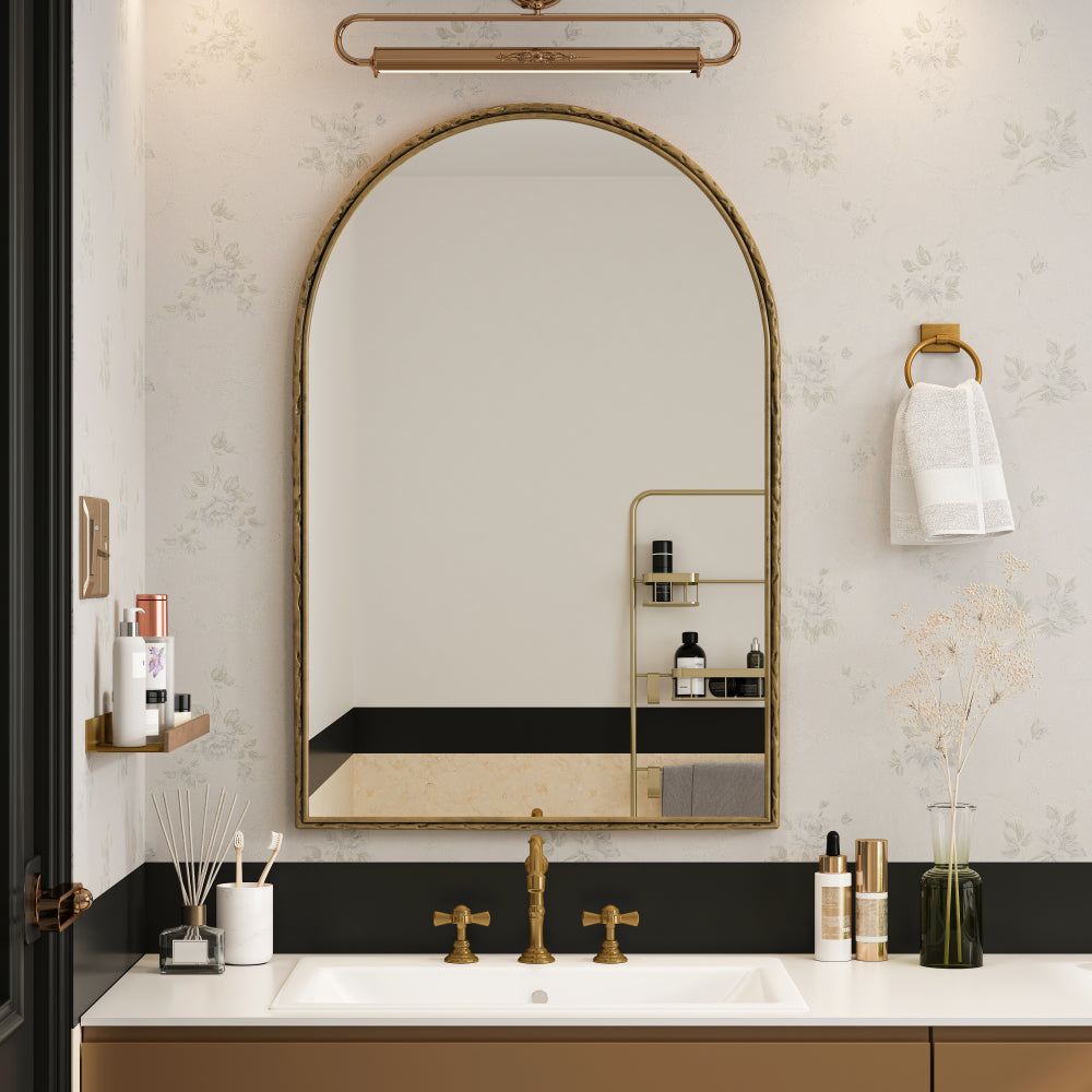 Arched Mirror,Wall Mirror for Bathroom,Vanity Mirror or Wall Decor Arch Mirror for LivingRoom Bedroom Entryway,Gold