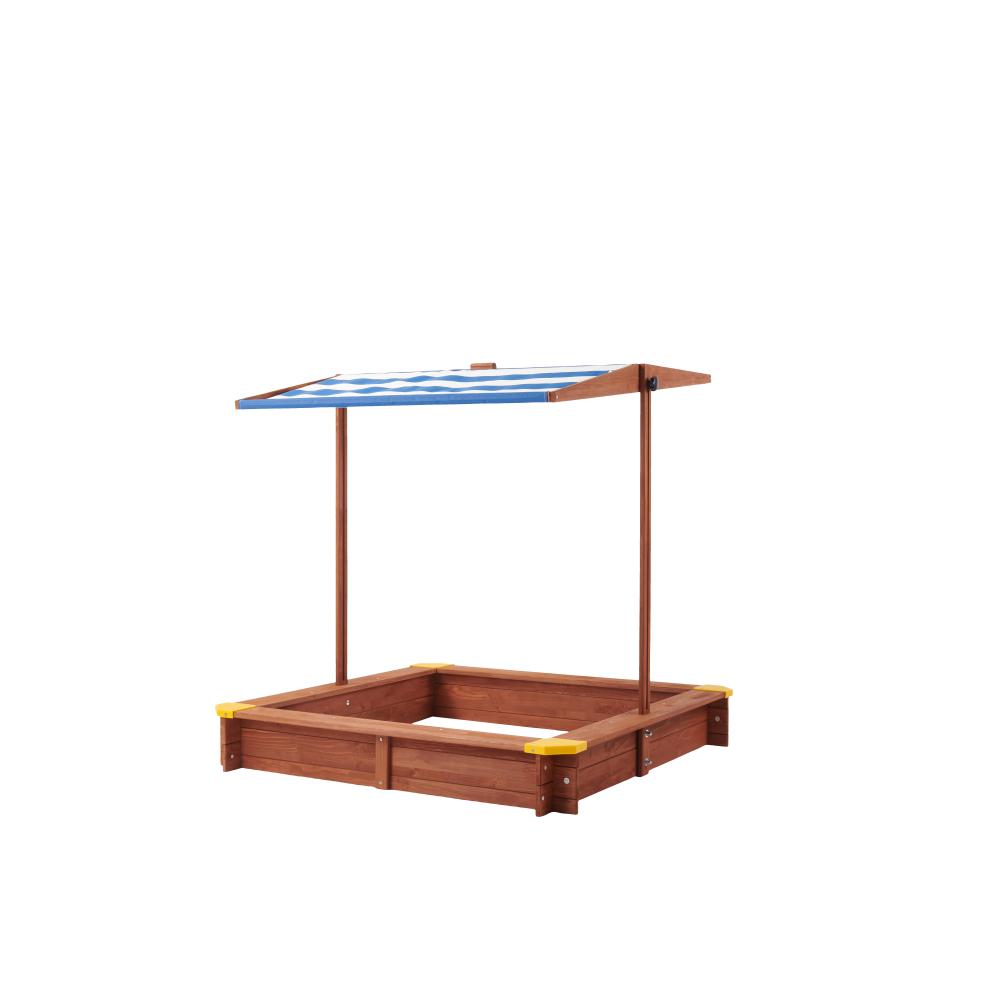 Kids Sandbox with Cover, 46" Wooden Sand Box w/Adjustable Canopy, Large Outdoor Cedar Sandpit for Backyard Play