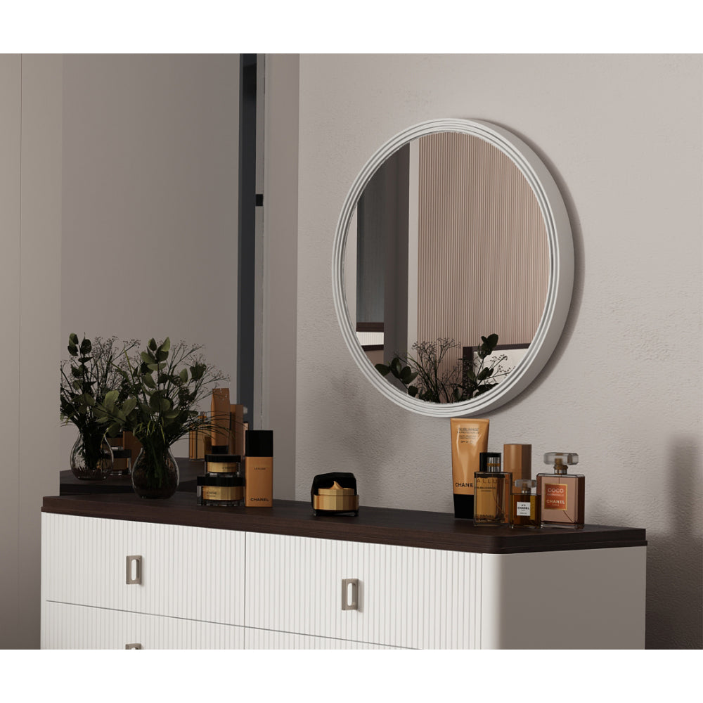 Carena White & Walnut Finish Night Stand w/USB
