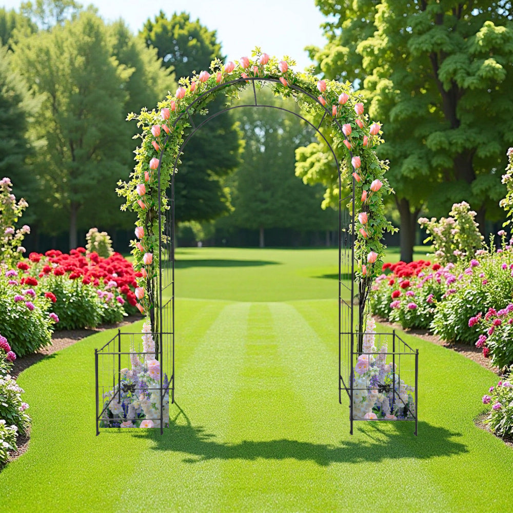 Metal Garden Trellis, 2 Pack Metal Trellis for Climbing Plants, Indoor/Outdoor Plant Trellis for Potted Plants, House Plants, Climbing Vines, Flowers and Vegetables, Lawn Garden Fence Decor Screen, Bl