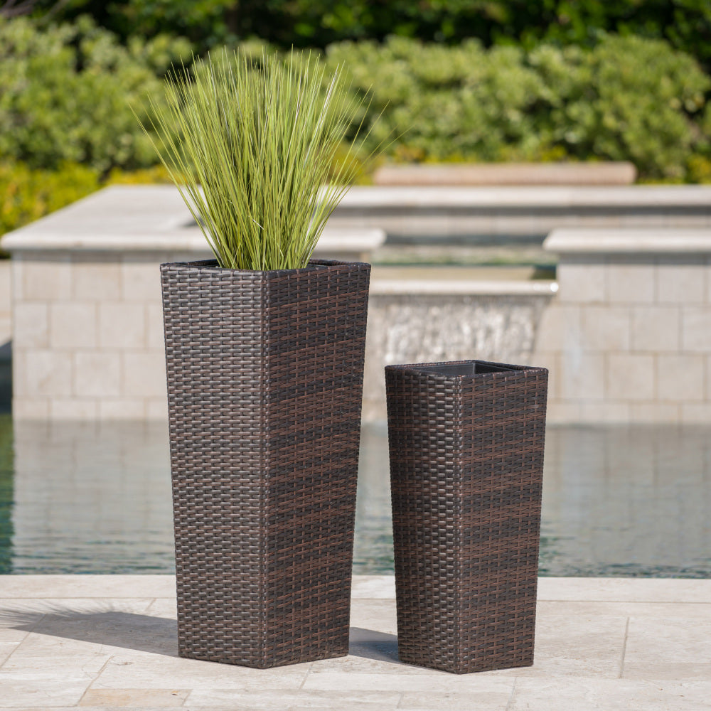 Rattan FLOWER POT - BROWN