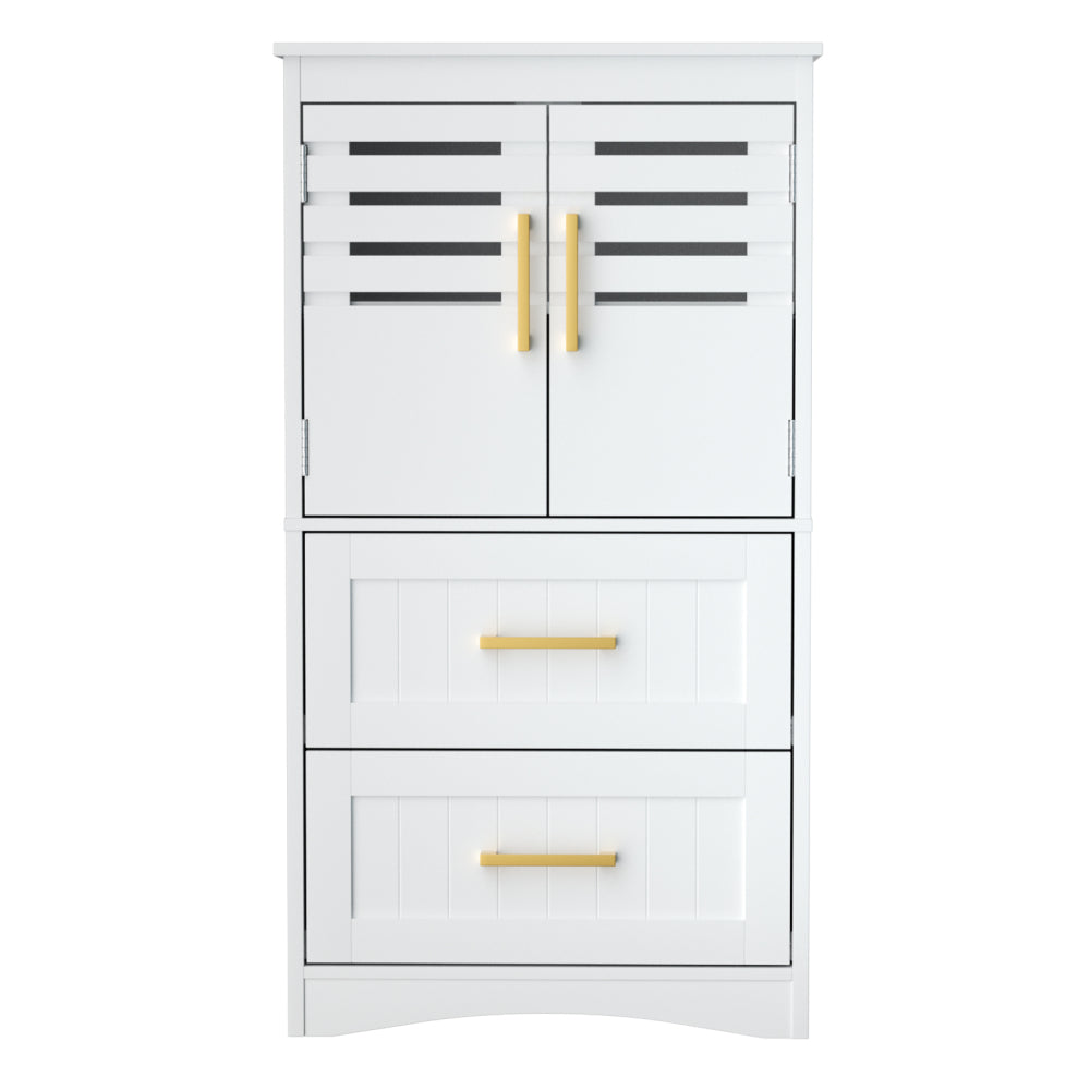 Tall Bathroom Floor Storage Cabinet,Narrow Slim Freestanding Cabinet with 1 Drawer and 2 Doors Storage Cabinet with 5 Adjustable Height Shelf, 15 x 12 x 67Inches, White