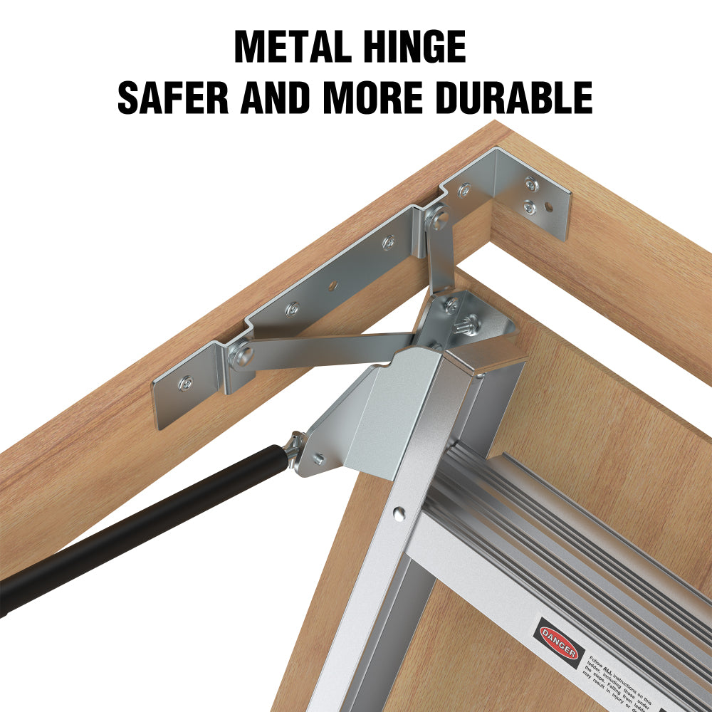Household Aluminum Attic Ladder 25" x 54" ,350lbs Capacity, 7-10 ft Ceiling Height
