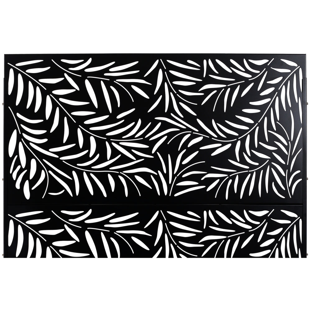 Outdoor & Indoor Privacy Screen Metal Privacy Screen 76" H×48" W, Freestanding Decorative Privacy Screen for Deck Balcony Patio, Privacy Fence Panels for Outside Lawn Garden PS119 BLACK