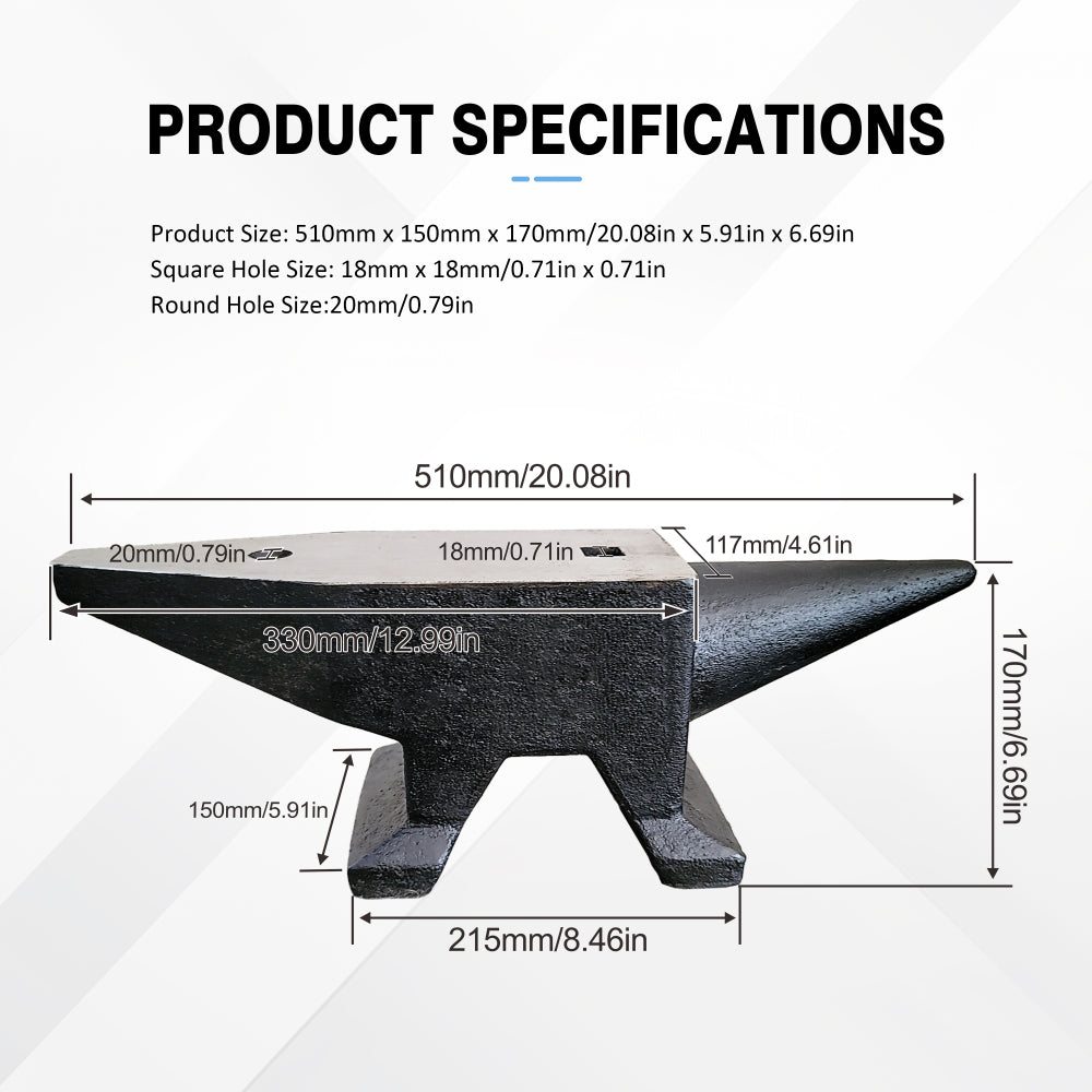 66Lbs Cast Steel Anvil, High Hardness Rugged Round Horn Anvil Blacksmith, Large Countertop and Stable Base, with Round and Square Hole, Metalsmith Tool for Bending and Shaping