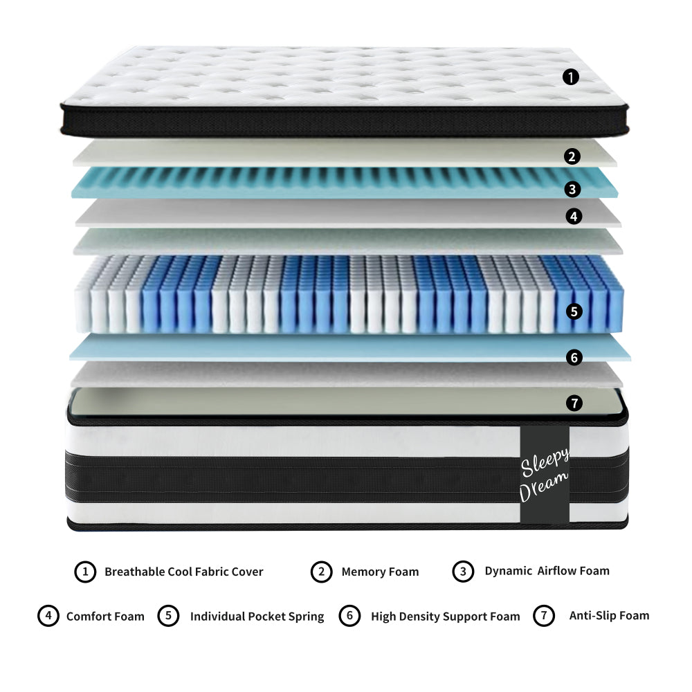 Oeko-Tex Breathable Cool Cover Twin XL 12 Inch  Memory Foam Individual Pocket Spring Hybrid Mattress