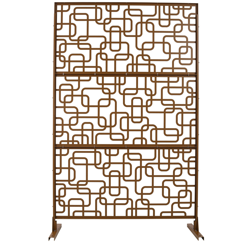 Outdoor & Indoor Privacy Screen Metal Privacy Screen 76" H×48" W, Freestanding Decorative Privacy Screen for Deck Balcony Patio, Privacy Fence Panels for Outside Lawn Garden PS114 BROWN