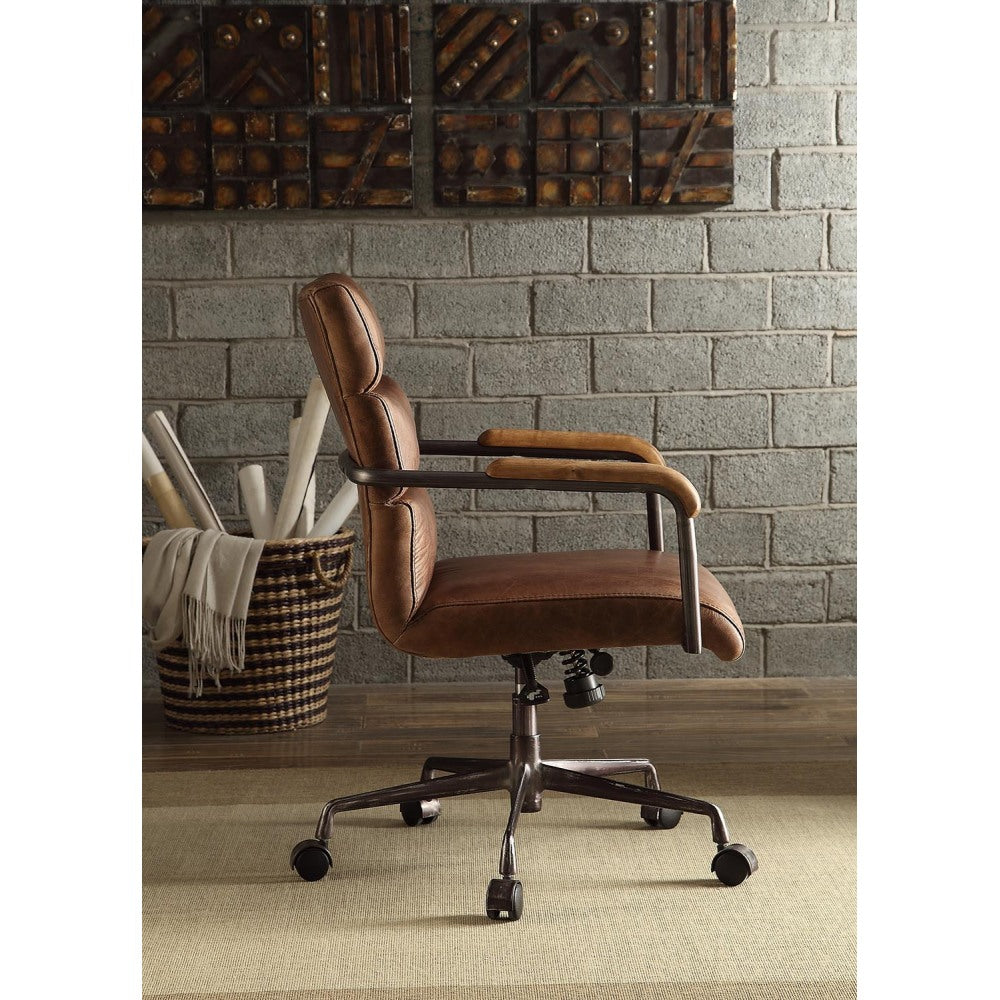 Harith Retro Brown Top Grain Leather Office Chair