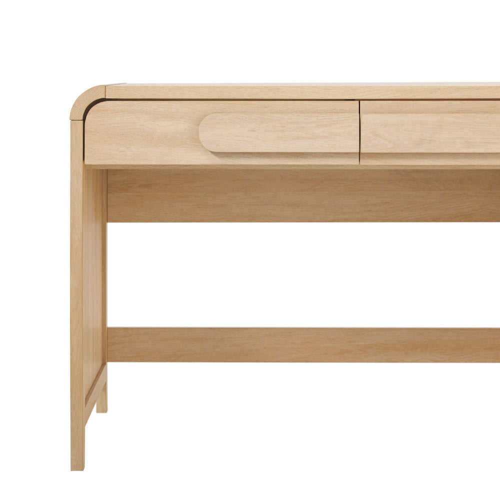 Modern Curved Waterfall Desk with Drawers - Oak