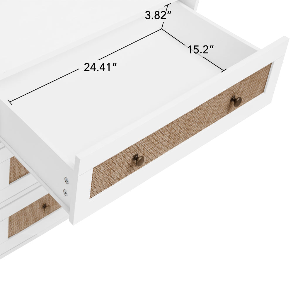 Wardrobe with 3 Drawers High Wardrobe Armoire With  Rattan  For Living Room, Bedroom Organizer